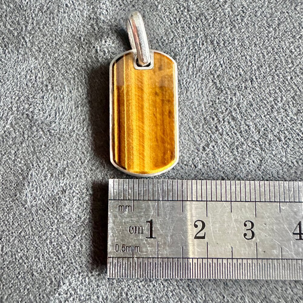 David Yurman Chevron Dog Tag Pendant w/ Tiger's Eye - 27mm - Picture 14 of 14